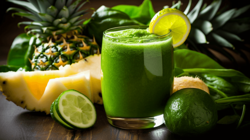 moothie Power for Beauty: Skin & Hair Antioxidant Boost. Spinach, cucumber, pineapple & lime.